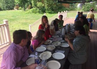 Commissioner Edelblut joins students for lunch at Copper Cannon Camp in Bethlehem.