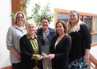 From left are members of the New Hampshire Department of Education’s Bureau of Special Education Support, including Krisha Dubreuil, Mary Lane, Lynnette Lawrence, Brandy Quinn-Richards and Hannah Krajcik, who were instrumental in the work resulting in the award from the National Center for Accessible Educational Materials.