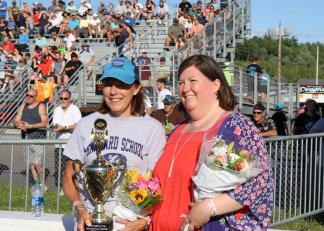 CAPTION: From left, New Hampshire Teacher of the Year Sara Casassa joins Vermont Teacher of the Year Karen McCalla to compete in the New Hampshire Lottery Educational Cup Challenge on Saturday in Epping. Casassa took home the win.